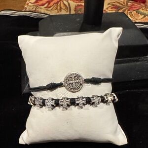 Stylish Black and Silver Bracelet Duo